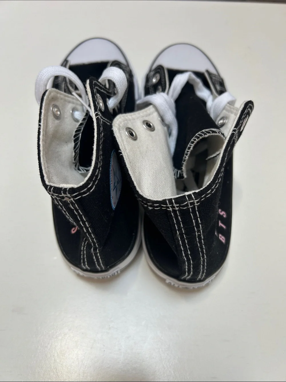 Converse Black High-Top Kids Sneakers with BTS Logo